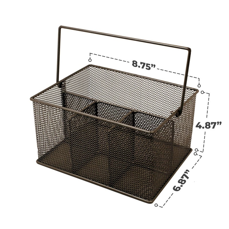 SorbusÂ® Utensil Caddy â€” Silverware, Napkin Holder, and Condiment Organizer â€” Multi-Purpose Steel Mesh Caddyâ€”Ideal for Kitchen, Dining, Entertaining, Tailgating, Picnics, and much more (Bronze) - Image 4